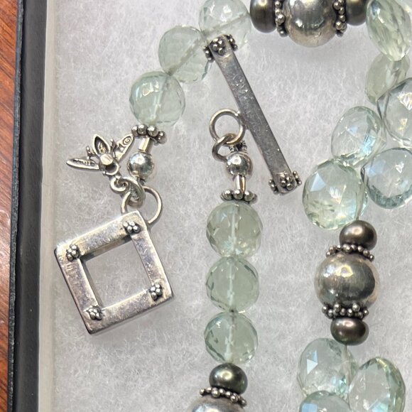 Original Handmade Quartz and Sterling Silver Filigree Toggle Necklace 16" - Picture 4 of 4